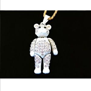 Cute Teddy Bear With Bow tie necklace (Parts Move)